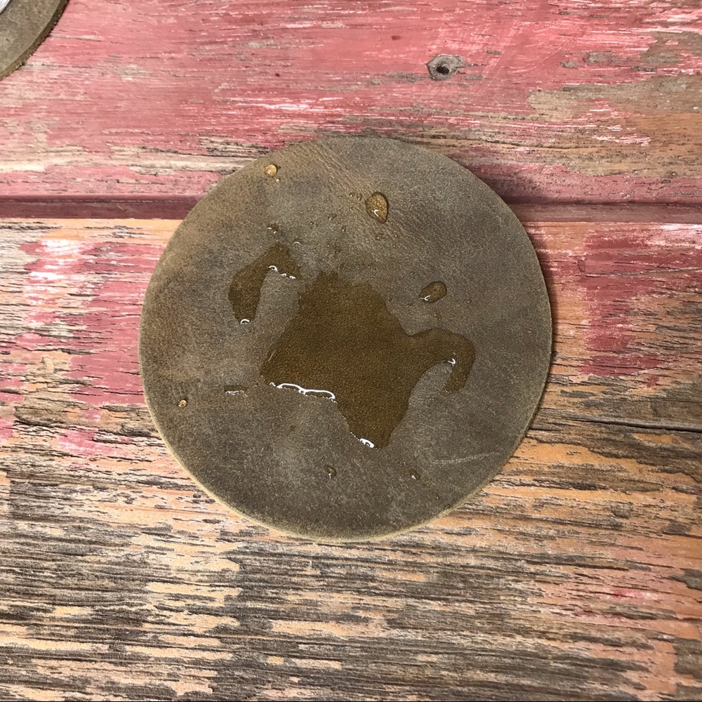 Set of 4 water resistant Leather Coasters Pick your color check out pics - Picture 2 of 3